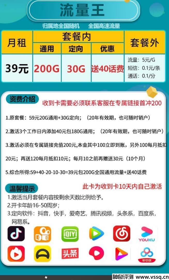 电信流量王卡怎么样？39元套餐230G流量+首月赠送40元话费