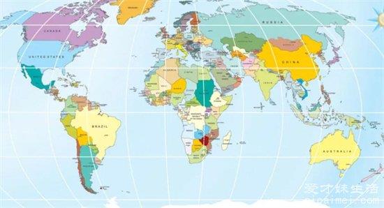 世界上面积最大的国家：俄罗斯、加拿大、中国、巴西、印度